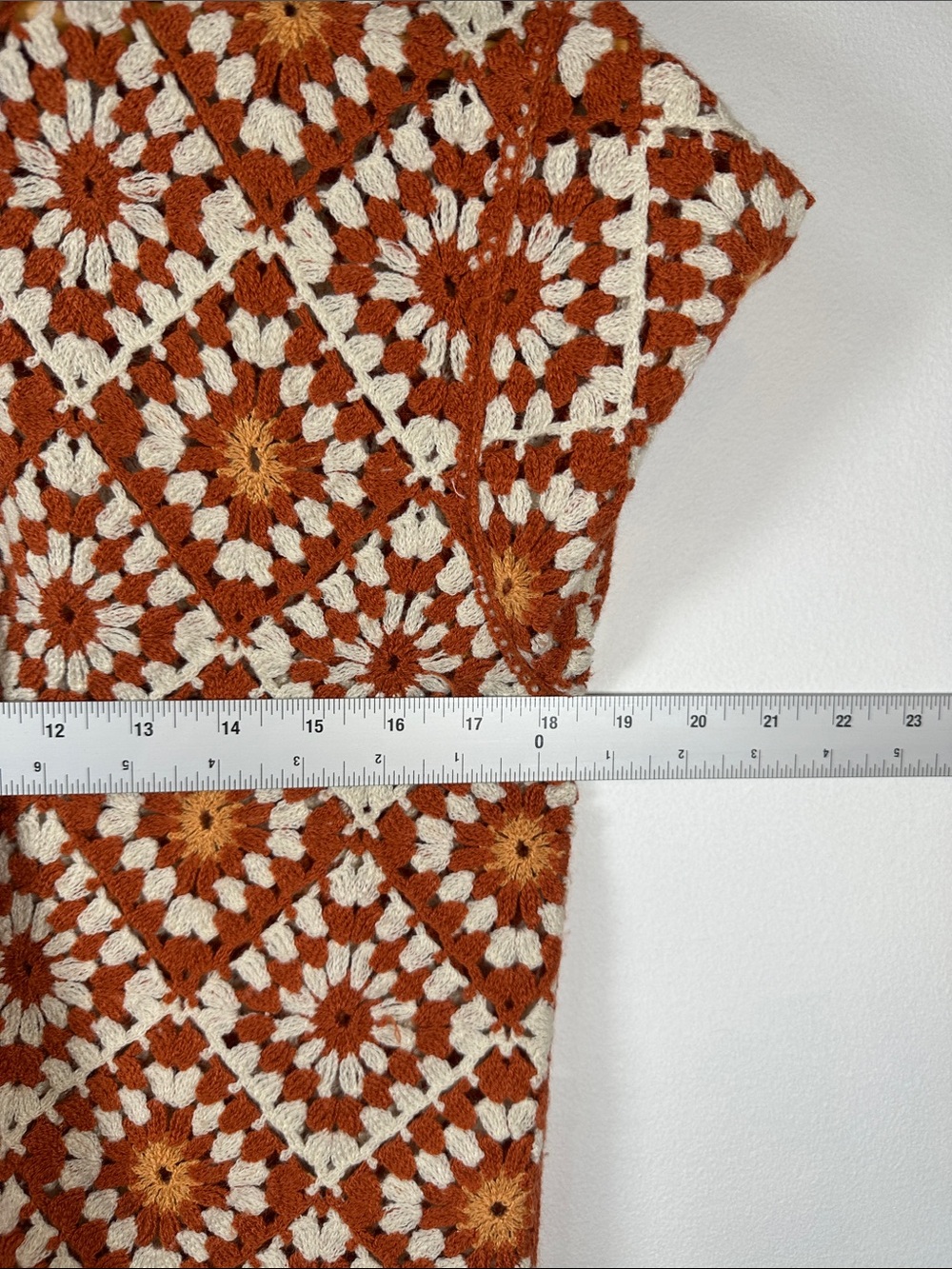 Art of Rhetoric Vintage-Inspired Orange Crochet Button-Up Cardigan Men’s M - Picture 11 of 14